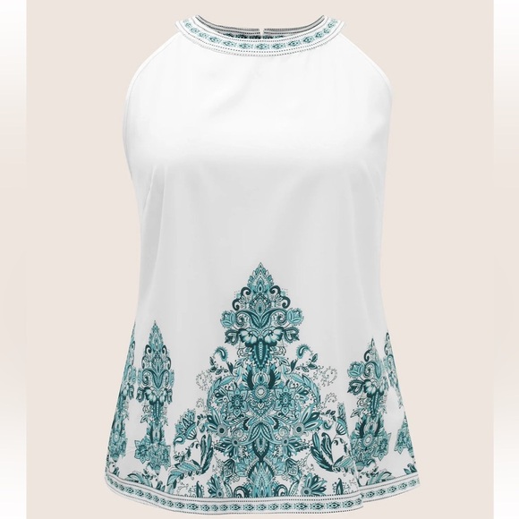 BloomChic Plus Size XL Boho Print Round Neck Cut Out Tank Top us14-16 - Picture 6 of 7